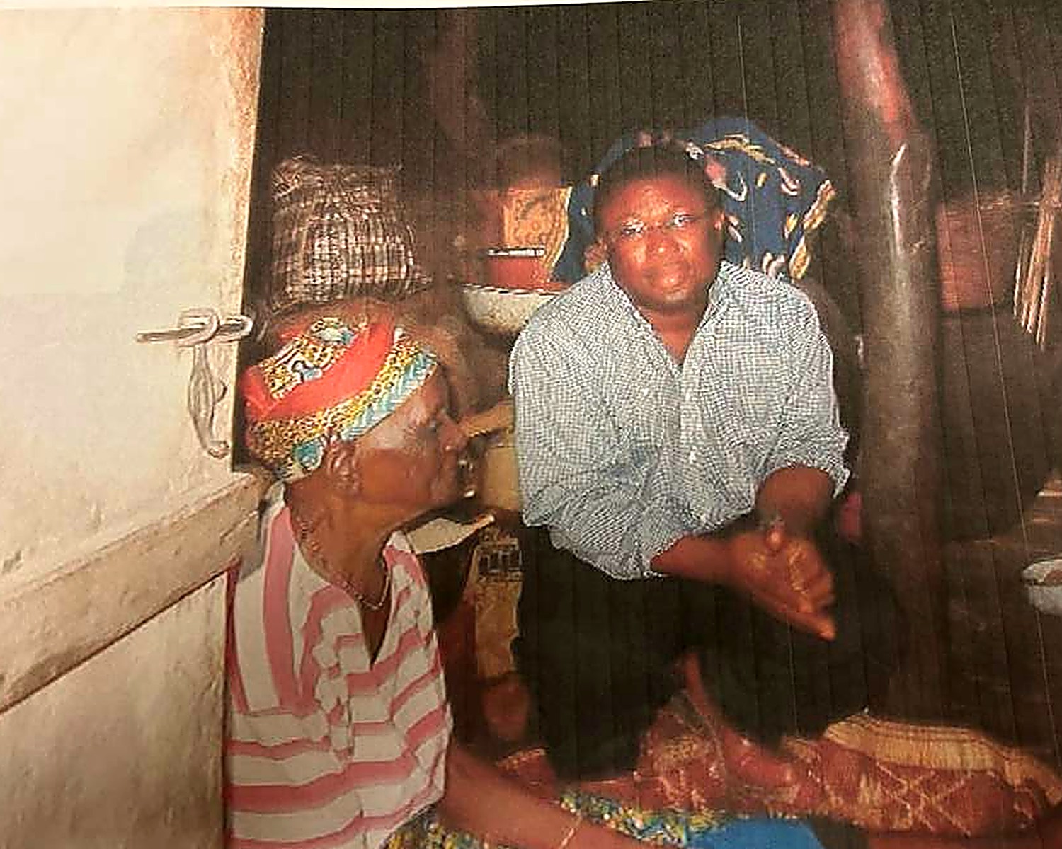 Professor Adinkrah with an accused witch at the Gambaga Witches' Camp, 2004